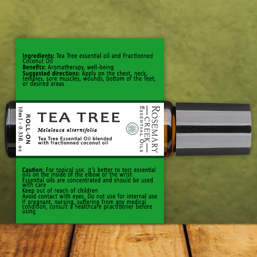 tea tree eucalyptus lavender Set of 4 Essential Oil Roll Ons - Peppermint - Eucalyptus - Lavender